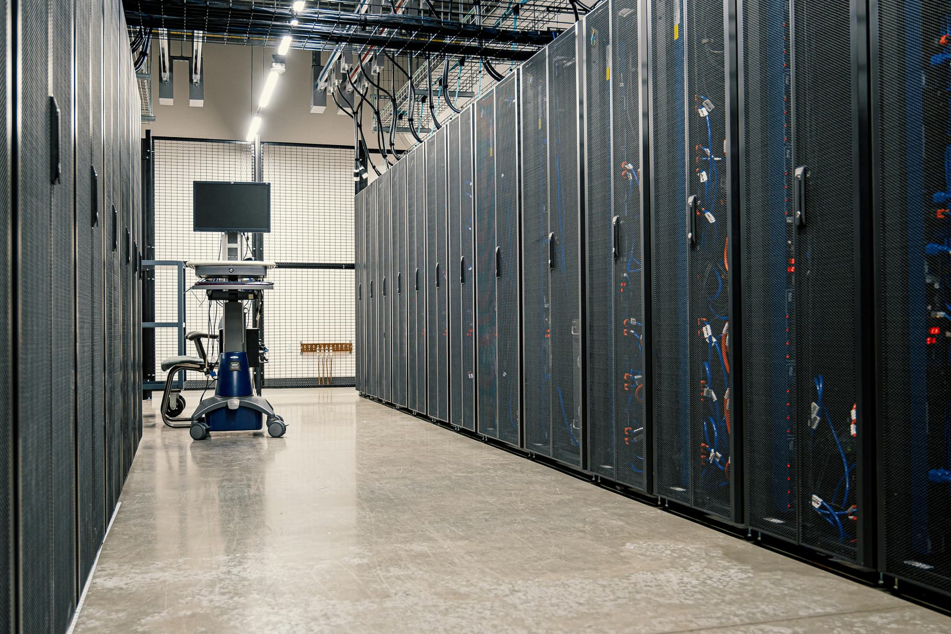 On-premises storage racks in a company-owned data center